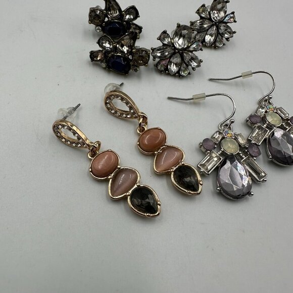 3/$30 Earring Lot Pierced Statement Crystal Rhinestone Teardrop Jewel Dangle - Picture 6 of 15